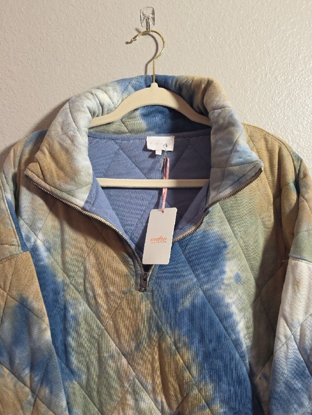 Cotton Quilted Boho Tie-Dye 3/4 Zip Pullover Jacket XL - Picture 2 of 9